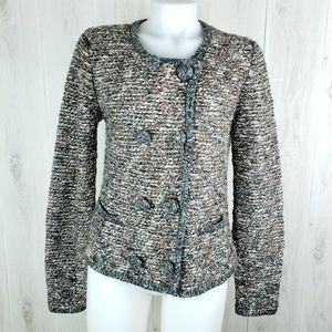 Cabi Ritz Sweater Knit Blazer Snap Button …